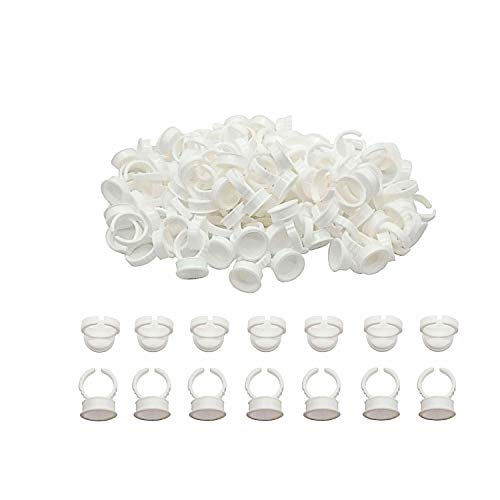 Kbraveo 400 Pcs Disposable Plastic Makeup Glue Rings,Plastic Nail Art Eyelash Extension Rings,Tattoo Glue Holder,Pigment Glue Rings For Eyelash Extension Nail Art