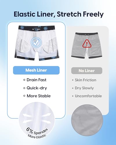 Image of maamgic Mens Swim Trunks 5 Inch with Mesh Lining, Quick Dry Mens Bathing Suit, Swim Shorts for Swimming and Beach