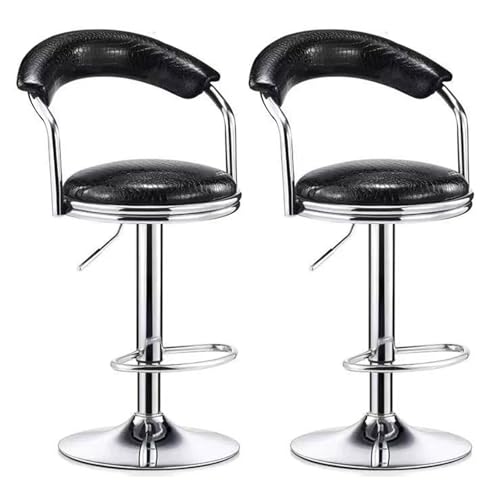 Lot de 2 tabourets de bar au design épuré en métal et assise en cuir PU