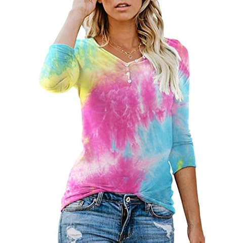 ANIXAY Button Down Shirts Fall Clothes for Women V Neck Ladies Henley Tops Dressy Casual Long Sleeve Blouses 2023 Floral Print Multicolor Yellow L Cover