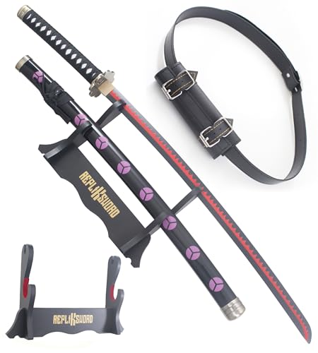 One Piece Katana Lame en Bois Épée Zoro Shusui Décoration avec Presentoir Bois Inclus/Replik