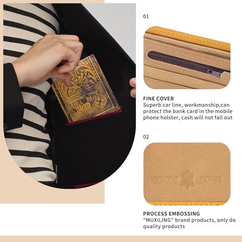 Image of Mens Rodeo Short Wallet Western RFID-Blocking Bifold Leather Wallet with ID Window - Full Grain Leather Wallets Unique Gift for Men, 02--Brown