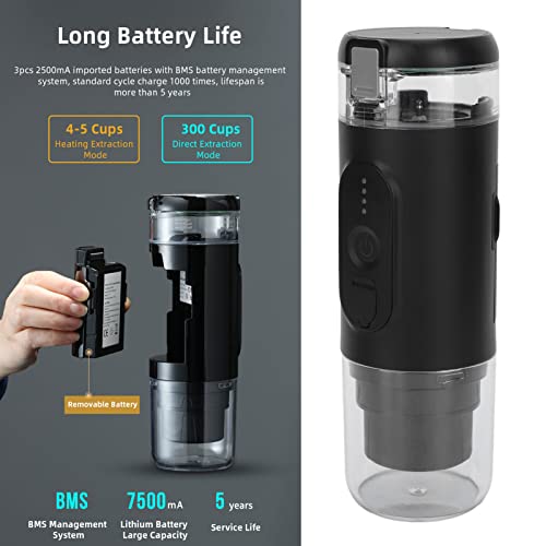Portable Espresso Machine, 18 Bar 12V Car Electric Coffee Maker Compatible With Ground And Ns Capsules, 3 To 4 Mins Self Heating Usb Charging, For Office Traveling Backpacking Camping #TOP5