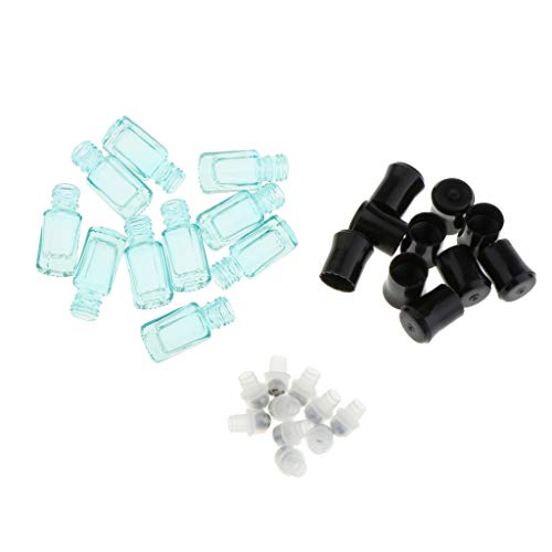 Almencla 10pcs 3ml Roll on Bouteille en Verre Rechargeable Bouteille Vide pour Huile Essentielle Parfum - Cyan