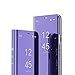 Produktbild COTDINFOR Samsung Galaxy A6 + 2018 Hülle Ledertasche Handyhülle Männer Mädchen Slim Clear Crystal Spiegel Flip Ständer Etui Hüllen Schutzhüllen für Samsung Galaxy A6 Plus 2018 Mirror PU Purple MX.
