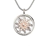 Eguzkilore Colgante de Plata de Ley 925 Cerco Bicolor Plata Negra y Rosa 26mm