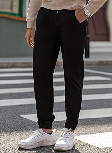 Renaowin Mens Joggers Casual Cotton Chinos Cargo Pants Drawstring Jogger Sweatpants With Pockets Hiking Track Outdoor Black Us 34(M) #TOP4