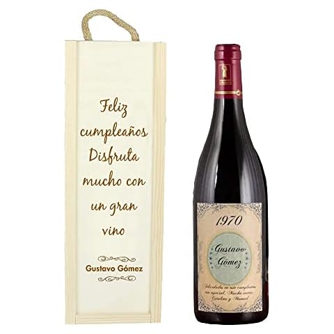 Botella de Vino Personalizada CALLE DEL REGALO con Caja de Madera Cover