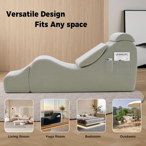 Ergonomic yoga chaise with headrest