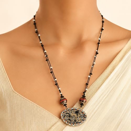 Image of AAKRITI ART CREATIONS Handcrafted Tribal & Brass Necklace Collection | Floral, Leaf & Elephant-Inspired Artisan Jewelry | Dhokra, Glass & Ethnic Statement Necklaces for Women
