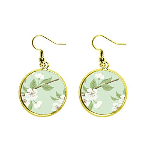 Pendientes de flor de melocotón blanco joya dorada para eventos de día
