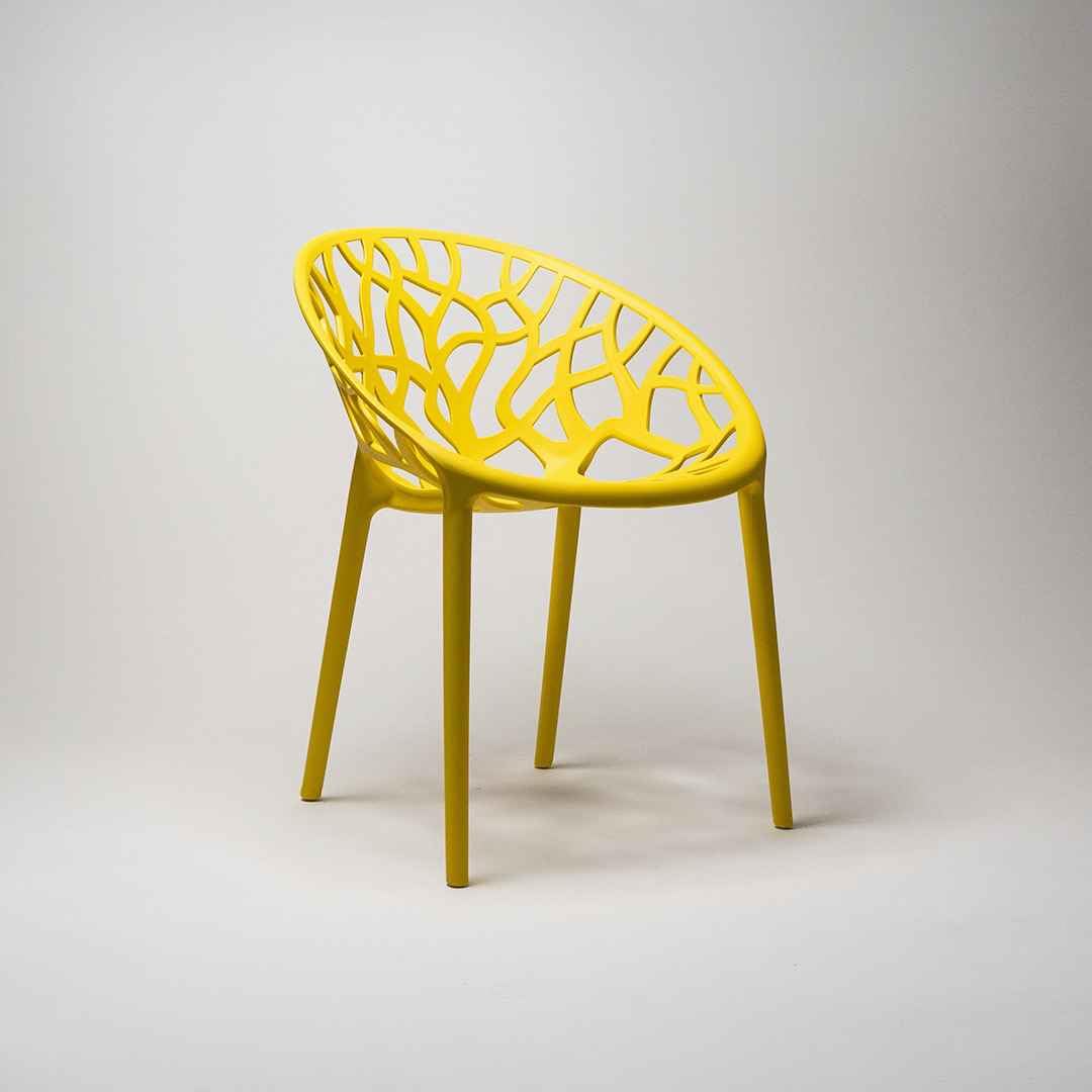 HOM4NISH Set of 2,4,6 Garden Furniture Kitchen Plastic Dining Chairs Geometric Hollow Chairs Bedroom Lounge Reception Tub Chair Stackable Chair for Indoor outdoor home commercial (4, Mustard)