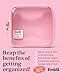 Embla Clear Small Makeup Bag for Purse | Cute Mini Make Up Nylon Organizers | Tiny Cosmetic Bags for Women Girls | Little Toiletry Travel Pouches | Zipper Skincare Pouch Organizer | Light Pink
