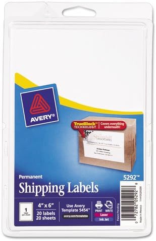 Avery Printable Shipping Labels, 4" x 6", White, 20 Blank Address Labels (05292) - Image 4