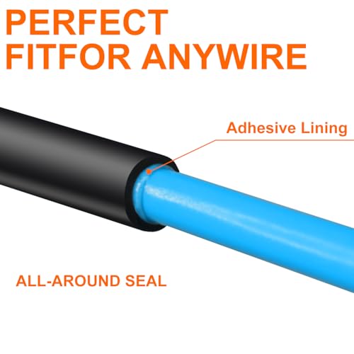 1/2 Inch Heat Shrink Tubing - 13Ft 3:1Ratio Waterproof Heat Shrink Tubin - Adhesive Lined,Dual Wall Adhesive Shrinkable Wire Wrap Tube - Black (1, Black, 1/2\"(12.7mm)-13Ft)