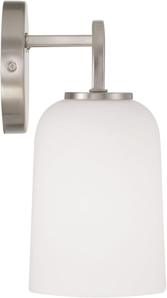 HomePlace Lighting 148841BN-542 Lawson Transitional Soft White Glass Bell Vanity Light for Bathroom, 4-Light 400 Total Watts, 10" H x 32" W, Brushed/Satin Nickel