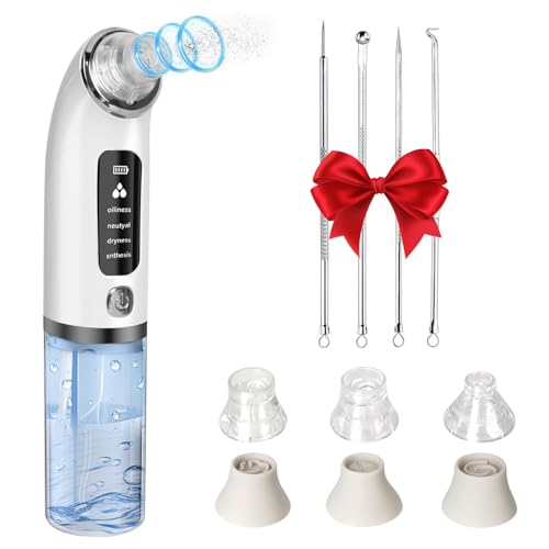 Pulitore per i punti neri, 4 modalità di rimozione dei punti neri, con serbatoio dell'acqua visibile, 6 punte di aspirazione naso, acne, brufoli, grasso