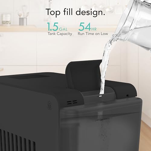 Vornado EV3 Whole Room Evaporative Humidifier, 1.5 gal Capacity, Electronic Humidistat, Top Fill, 54-Hour Run Time, 10 Speed Settings, Energy Efficient, 2 Antimicrobial Wicks, Easy To Clean, Black by Vornado - Image 3
