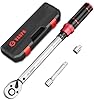 VANPO Chiave Dinamometrica 1/2'', 20-220 NM Auto e Moto Chiavi Dinamometriche Set con 125mm Barra di Prolunga, Adattatore da 1/2“ a 3/8'',72 Dente, Precisione ± 3% con Cricchetto Reversibile per Auto