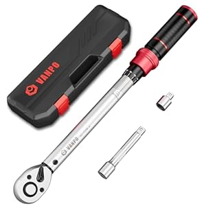 VANPO Llave DinamomÃ©trica 1/2″, 20-220NM, Alta PrecisiÃ³n de Â±3% con Barra de ExtensiÃ³n de 125mm, 1/2âto 3/8″ Adaptador, 72T Llave DinamomÃ©trica Juego para Coche, CamiÃ³n, Moto
