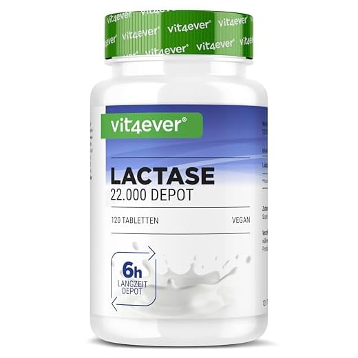 vit4ever Laktase 22.000 Depot - 120 Tabletten mit Depotwirkung (Sepismart® Slow Release) - Hochdosiert mit 22.000 FCC-Einheiten - Bei Laktoseintoleranz + Milchunverträglichkeit - Vegan