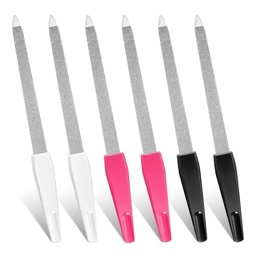 6 Pack Professional Metal Nail-Files Nail Files for Natural Nails Double-Sided Sapphire Grit, Nail-File-Set & Professional Nail-File Durable Stainless Steel Nail Shapers for Salon Home Use（3 Colors）