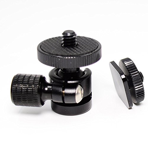 koolehaoda 1/4 Mini BallHead & Hot Shoe Mount Adapter for Camera Video Light Tripod Monopod (1/4 Ball Head)