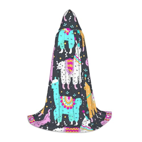 zkyfll Capa con capucha con estampado de alpaca india de tamaño pequeño, disfraz de Halloween, disfraz de bruja para cosplay, bata