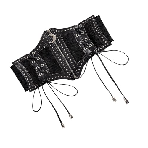 Wide Waist Belt Punk Lattice Chain For Cowgirl Costume Lace-up Trendy Underbust Waist Chain Belt Moon Pendant