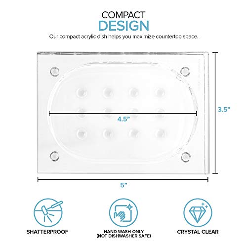 Modern Innovations 4003 Acrylic Soap Dish - Shatterproof Clear Plastic Soap Dish – Crystal Clear Soap Dish For Bar Soap Holder, Sponge Holder, Or Small Bathroom Tray In Showers thumb #2