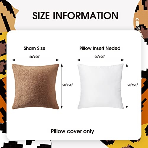Cosyco Sherpa Throw Pillow Covers, Cozy Fluffy Cushion Covers, Decorative Pillow Covers For Couch, Sofa, Bed, Accent Pillows, Set Of 2, 20X20, Brown #TOP1