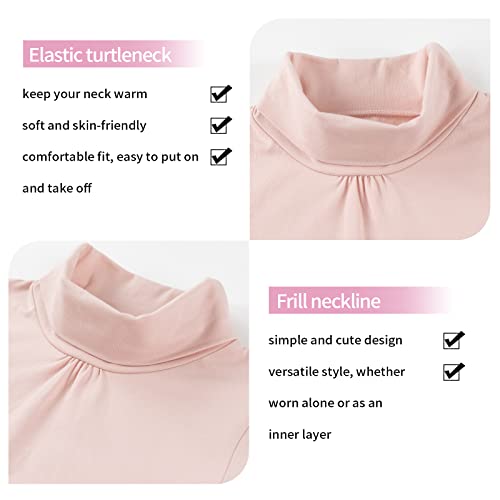 Kid Nation Girls Turtleneck Shirt Cotton Turtle Neck T Shirts With Elastane Cute Long Sleeve T-Shirt Thermal Undershirts For Girls Black Pink 5-6 Years #TOP2