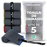 ZENACROSS Toalla Microfibra, Lote de 5, 40 x 77 cm - Secado Rápido y Absorbente - Toalla Gimnasio para Gym, Senderismo - Gris