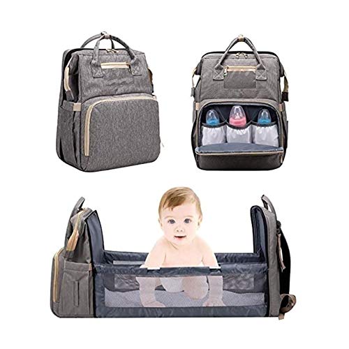 Tragbare Wickeltasche, 4-in-1 Cabrio Baby Wickeltasche mit Eingebautem Klappbett, Wickelstation für Wickelrucksack mit