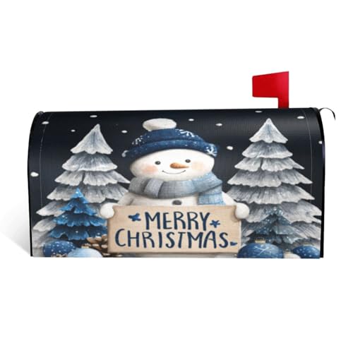 Festive Magnetic Mailbox Cover Winter Snowman Outdoor Mailbox Protector Holiday Seasonal Decorative Garden Yard Home Standard Size 21 x 18 Inch