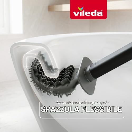 Vileda Scopino WC in Silicone Nero - Testa Flessibile e Manico Inox - Immagine 4