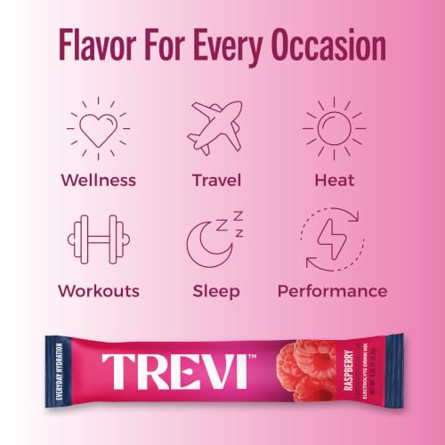 Image of TREVI Electrolytes Powder Packets, Sugar Free Hydration, Raspberry 20 Pack
