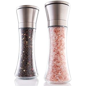 Gorgeous Salt And Pepper Grinder Set – Refillable Stainless Steel Combo Shakers With Adjustable Coarse Mills – Enjoy Your Favorite Spices, Fresh Ground Pepper, Himalayan Or Sea Salts