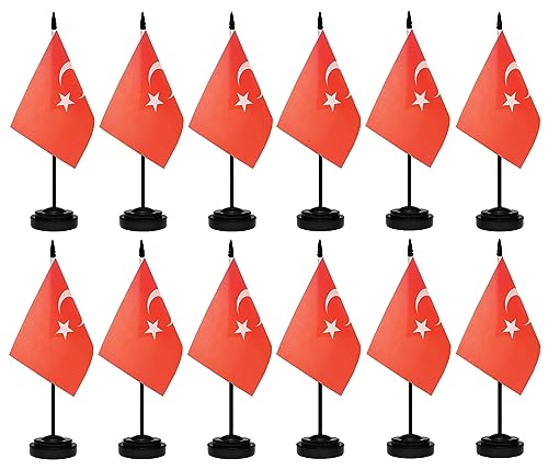 Turkey Flags Turks Small Mini Desk Flags Set Small Mini