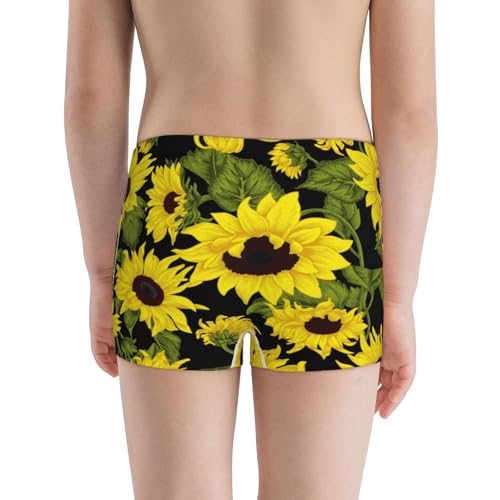 Boys' Cotton Boxer Brief Soft Underwear-Sunflowers In Vintage3