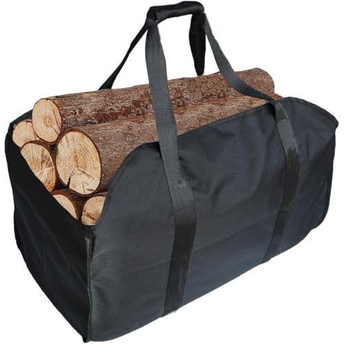 CACTIYE Tragetasche aus Segeltuch für Kaminholz, für den Innenbereich, Gelb, Schwarz, 23 x 16 x 13 inches, Modern