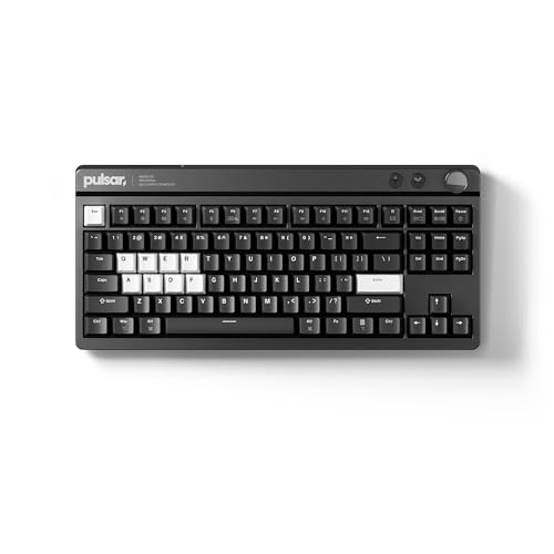 Image of Pulsar XBOARD QS Mechanical Gaming Keyboard - QMK /VIA, Hot Swappable Linear Switch, TKL Layout Gasket Mount, Aluminum Frame, RGB LED Backlit, Knob, Dual PC Quick Switch for Mac /Windows (Black)