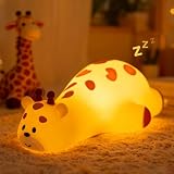 Gemmac Jirafa Luz Nocturna de Silicona con Carga USB y 3 Cambios Luz Función Temporizador 7 RGB Colores Suave y Táctil Lampara Dormir Quitamiedos para Sala de Estar, Sala de Dormitorio Regalos