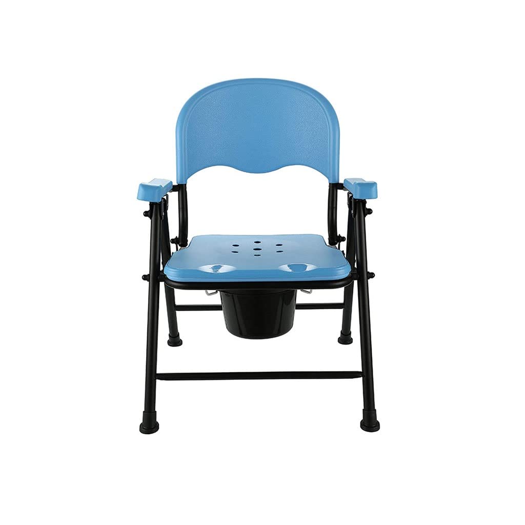 Gthtuhfd 1 Foldable Commode Chair - Portable Bedside Toilet Chair For Elderly, Reinforced Non-Slip Design, Lightweight, Supports Up To 58Kg