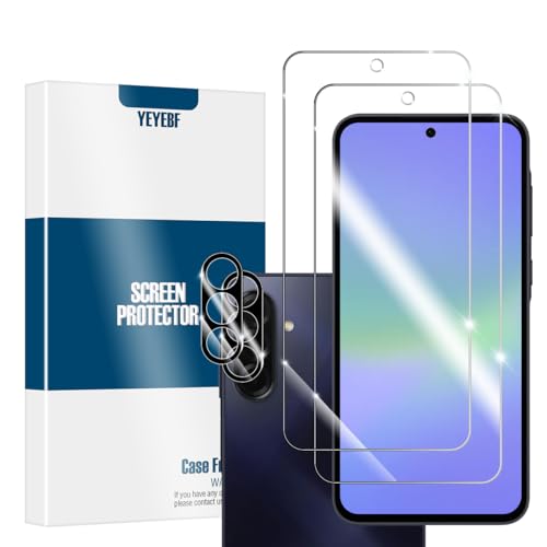 YEYEBF Galaxy A36 HD Clear Tempered Glass Screen Protector + Camera Lens Protectors [2+2 Pack] [3D Glass] [Anti-Glare] [Bubble-Free] Screen Protector Glass For Samsung Galaxy A36