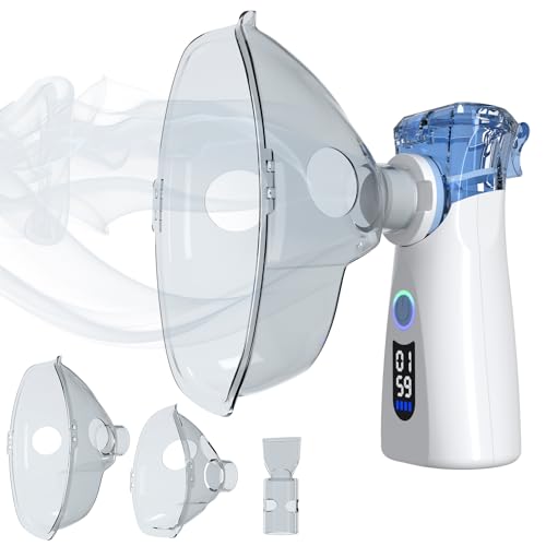 Portable Mesh Nebulizer for Adults Kids, Rechargeable Handheld Steam Inhaler with 8ml Large Capacity, Self-Cleaning & Quiet for Home Travel Use