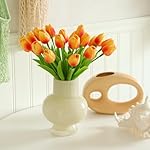 ucky Orange Artificial Flowers 20 Tulips Realistic Touch Spring Summer Fake Flowers Fall Decor Flowers Outdoor Garden Parties and Wedding Decorati - Image 5