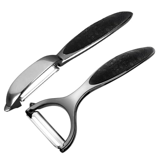 Vegetable Peeler, Potato Peelers for Kitchen Stainless Steel Multi-function Set Fruit Peeler For Kitchen and Household Tools Y & I Shape Swivel Blades for Fruit Vegetables(Black)