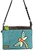 Chala Mini Crossbody Handbag, Multi Zipper, Pu Leather, Small Shoulder Purse Adjustable Strap - Dragonfly - Turquoise