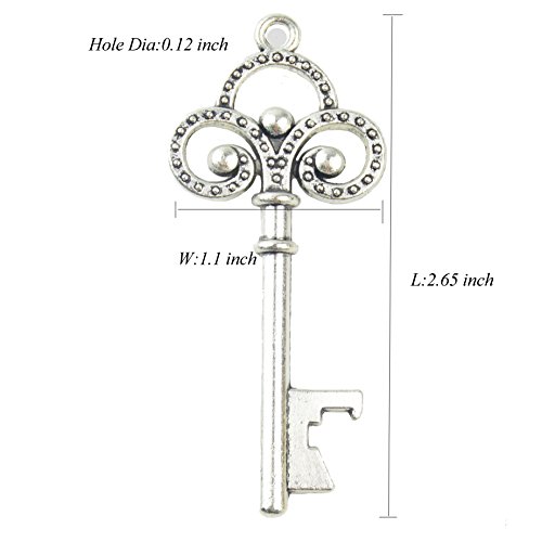 Aokbean 50pcs Vintage Skeleton Key Bottle Openers Wedding Favor Souvenir Gift Set Pillow Candy Box Escort Gift Card Thank You Tag French Ribbon (Silver)